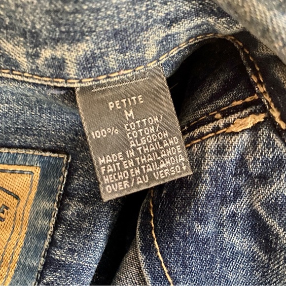 Vintage 90’s Liz Claiborne Jeans Cropped Denim Jean Jacket Size Medium Petite - Picture 5 of 11